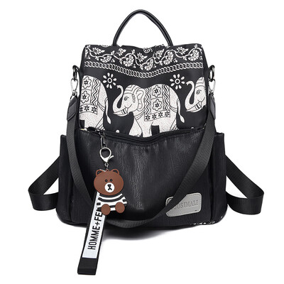 

Double shoulder bag womens printed shoulder backpack Oxford cloth portable large capacity travel cloth bag