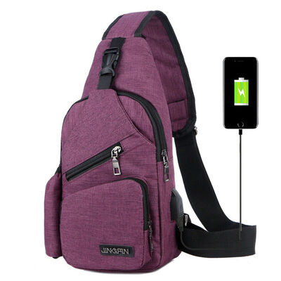 

Men Women Shoulder Bag Sling Chest Pack USB Charging Sports Crossbody Handbag