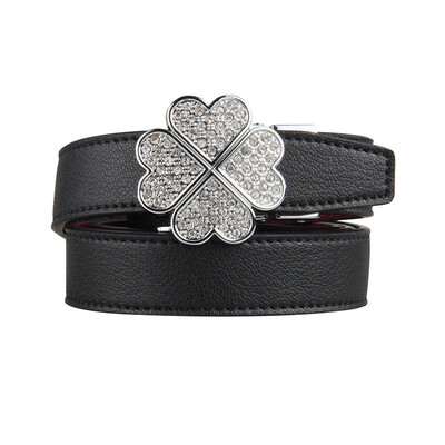 

Womens Automatic Buckle Genuine Leather Ladys Ratchet Holeless Belt Business High Quality Womens Real Belt for Pants