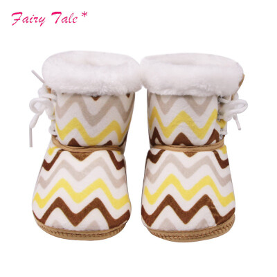 

Baby Boots Newborn Multicolored Wavy Print In The Tube Winter Boots Side With Cotton Cloth Baby Warm Boots