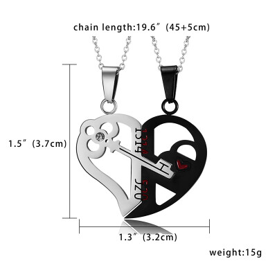 

Couples Jewelry Broken Heart Necklaces Silver Gold Key Couple Necklace Stainless Steel Engrave Love You Pendants Necklace 2pcs