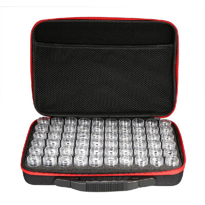 

60-Bottles Diamond Painting Box Shockproof Drop-proof Double-Zipper Closure Embroidery Rhinestones Storage Container Case--Rose Re