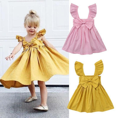 

Newborn Kids Baby Girl Princess Bowknot Tutu Dress Clothes Outfit Sundress