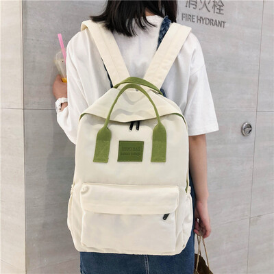 

Ins schoolbag female Korean high school students campus simple Joker ancient sense of contrast color backpack backpack backpack