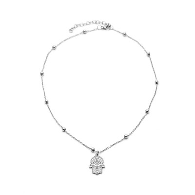 

Trendy Stainless Steel Necklace For Women Silver Color Beads Chain Flower Elephant Pendant Necklace Engagement Jewelry Chokers