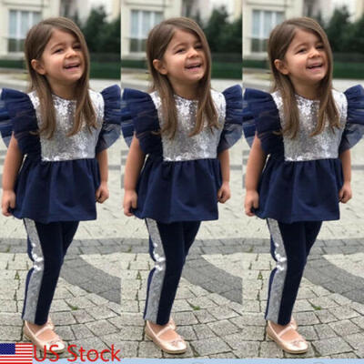 

Fashion Toddler Kids Baby Girl Flared Tops Long Pants 2Pcs Outfits Clothes Set