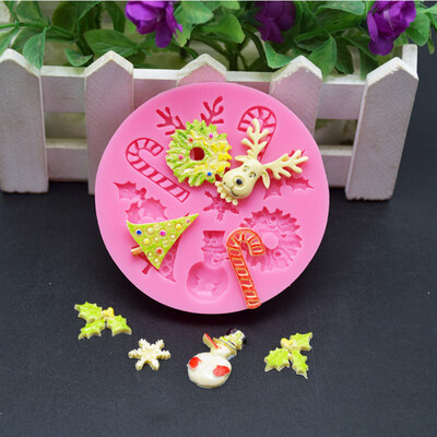 

Christmas Tree Snowman Elk DIY Fondant Cake Mould Decorating Sugarcraft Mold