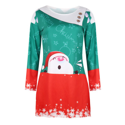 

Tailored Womens Fashion CUTE Santa Claus Snowflake Round Neck Pullover Blouses