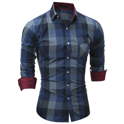 

Large Plaid Men\s Casual Long-sleeved Shirt Slim