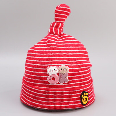 

Autumn&winter 2019 new mens&womens baby stripe knitting cotton Pullover hat cute cartoon fashion baby hat
