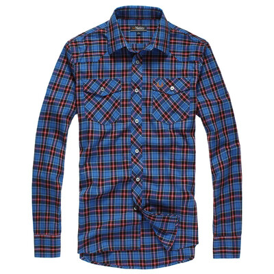 

NATINY mens Grinding hair pure cotton ground plaid long-sleeved shirt NA125149