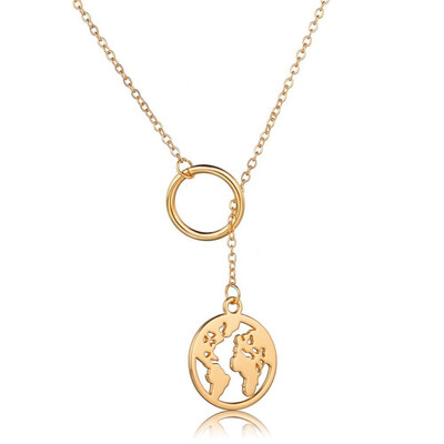 

Gold Adjustable Ladies Necklace Hollow Angel World Map Carving Animal Tag Necklace Exquisite Personality Fashion Girlfriend Gift