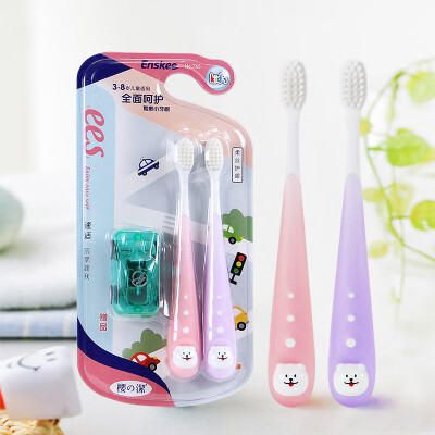 

Sakuras clean Enskee Yi Shi Meng childrens soft silk soft hair ankle toothbrush × 2 NO765 3-8 years old gift car color random