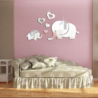 

Toponeto Elephant Wall Decor Mirror Sticker DIY Decal Removable Art Baby Kids Room Mural