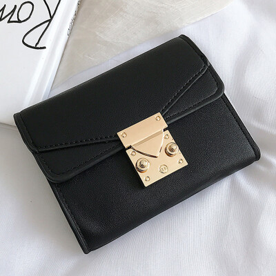 

Hong Kong fashion small wallet female short personality retro folding wallet multi-card buckle change card bag