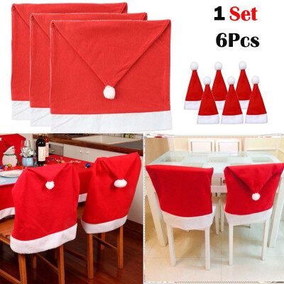 

Tailored 6PCS Santa Hat Chair Covers Christmas Decor Dinner Chair Xmas Cap Sets