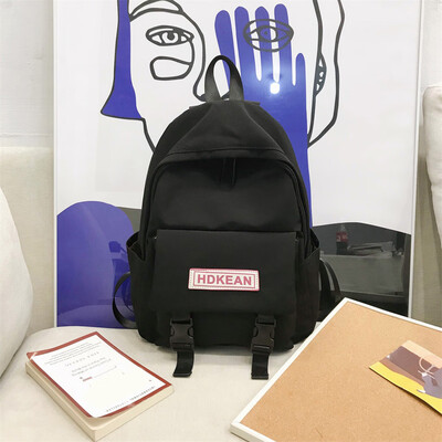 

Large Capacity Solid Color Waterproof Nylon Casual Backpack School Bag
