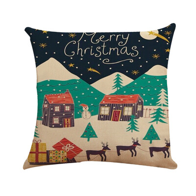

Tailored Xmas Cotton Pillow Case Linen Cushion Cover Merry Christmas Home Decoration