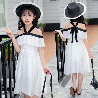 

Teen Kids Baby Girls Chiffon Off Shoulder Short Sleeve Falbala Princess Dress