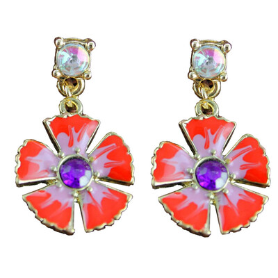 

Fashion Red Rhinestones Begonia Flower Drop Earrings for Women The new popular banquet texture