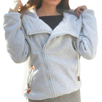 

Chic Long Sleeve Pure Color Hoodie For Women