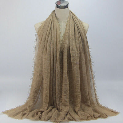 

180x95cm Cotton Linen Crinkle Cloud Hijab Scarf Shawl Soft Islam Muslim