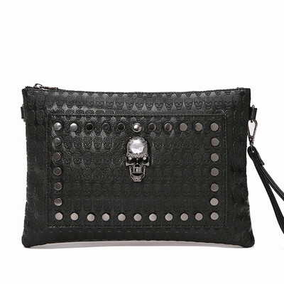 

Personality rivets ghost head pattern fashion male&female couples hand grab rivets street ghost head hand bag shoulder bag