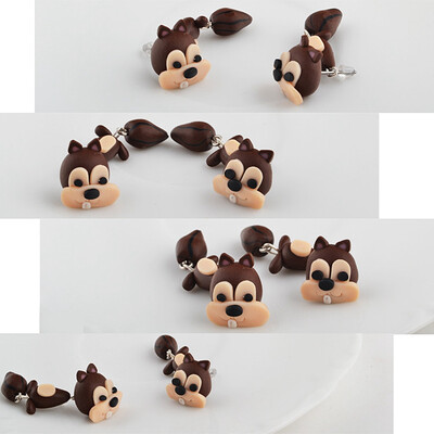 

Cartoon Animal Three-dimensional Soft Ceramic Earrings Cannibal Flower Fox Cat