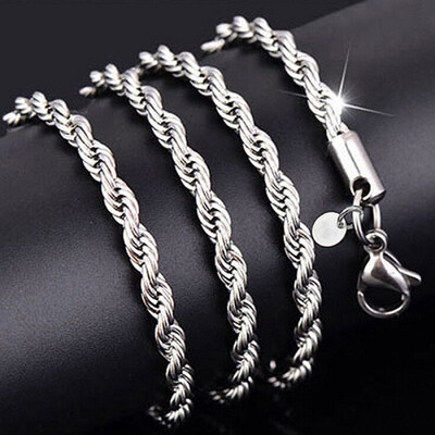 

Womens Mens 925 Sterling Silver Twist Chain Necklace Charm Fashion Jewelry