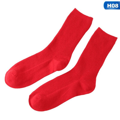 

Autumn Winter Solid color knitting College style Mid tube socks Retro Cotton Socks