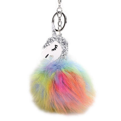 

Fashion Colorful Fur Ball Fox Key-chain Bag Plush Car Door Key Ring Charm Decorative Pendant Gift Pink