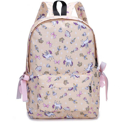 

Cute Lightweight Unicorn Backpacks Cartoon Printed for School Travel Casual Rucksack