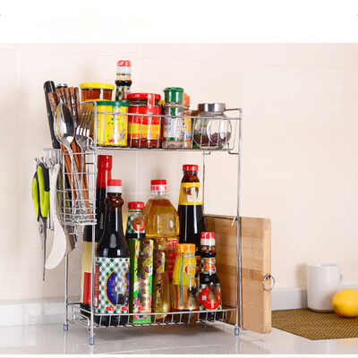 

Siaonvr 2 Storey Rack Kitchen Bathroom Countertop Storage Storage Box Seasoning Jar Rack