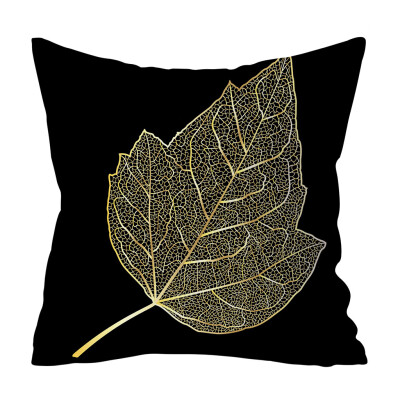 

〖Follure〗Gold Plant Printed Polyester Pillow Case Cover Sofa Cushion Cover Home Decor A