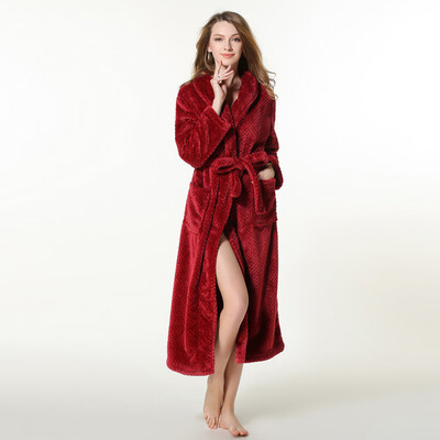 

Roseonmyhand Women Winter Lengthened Coralline Plush Shawl Bathrobe Long Sleeve Robe Coat