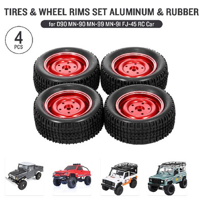 

For MN-D90 MN-90 MN-99 MN-91 FJ-45 RC Car Tires with Aluminum Alloy Wheel Rims 4PCS Drift Tire Upgrade Parts