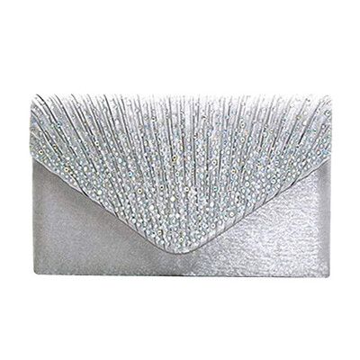 

Women Envelope Shape Rhinestones Wallet Silk Purses Handbag Dinner Banquet Bag Holiday Gift