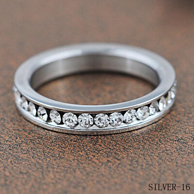 

Fashion Stainless Steel Single Row White Drill Ring