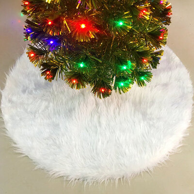 

White Plush Christmas Tree Skirt Stand Christmas Tree Apron Base Floor Mat Cover