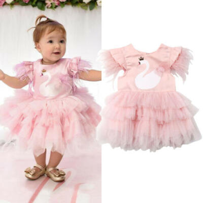 

Toddler Kids Baby Girls Swan Party Pageant Princess Bridesmaid Gown Tutu Dress