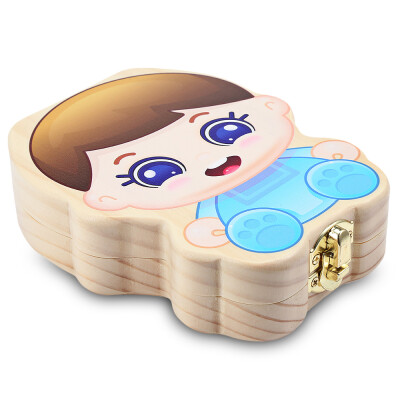 

Cute Printed Wooden Baby Teeth Storage Case Deciduous Souvenir Container Box