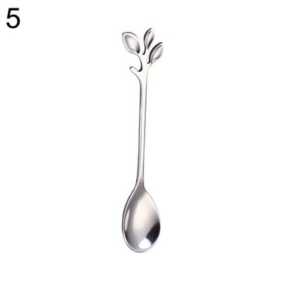 

Leaf Shape Handlle Coffee Spoon Dessert Scoop Fork Tablewear Kitchen Accessories