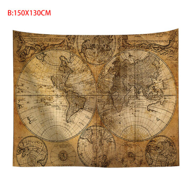 

Toponeto Vintage World Map Wall Tapestries Hanging Hippie Tapestry Bedspread Yoga Mat New