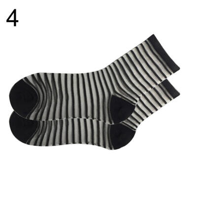 

Striped Heart Dots Bow Women Summer Ultra Thin Transparent Over Ankle Socks