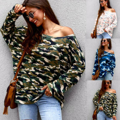 

Women Long Sleeve Off Shoulder Casual Sweater Lady Sweatshirt Jumper Loose Tops