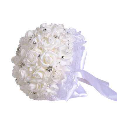 

Gobestart Wedding Bouquet Bouquet Crystal Rose Pearl Bridesmaid Wedding Bouquet Bride Artificial Silk Flower