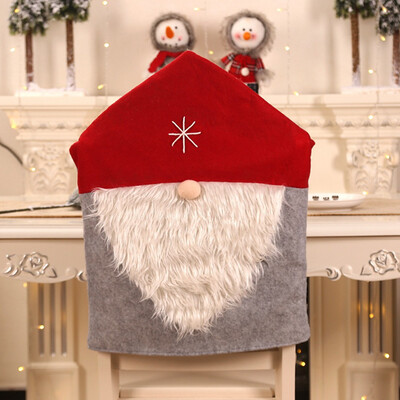 

Christmas Dwarf Doll Chairs Back Cover Dinner Table Santa Hat Home Party Decor Gift