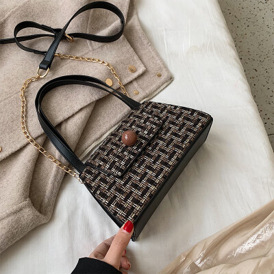 

Chic chain small bag small fresh&knitted portable womens bag new 2019 simple&small square bag single-shoulder obliqu