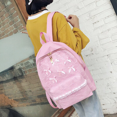 

Tailored Women Girls Lace Bowknot Cute Preppy Style School Bag Travel Backpack Bag