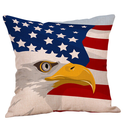 

America Flag Cushion Cover Cotton Linen Decorative Pillowcase Chair Seat British style Pillows Case Blue Red Geometric